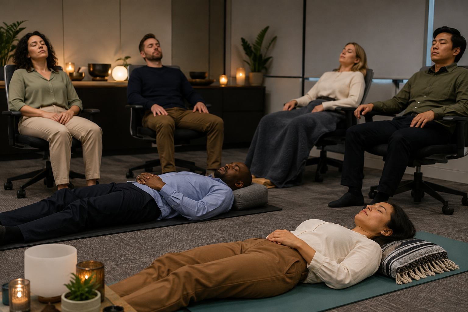 Participants resting during a sound immersion