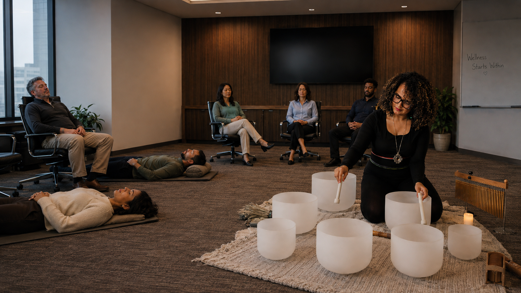 Dr. Sharon Washington leading an organizational sound immersion